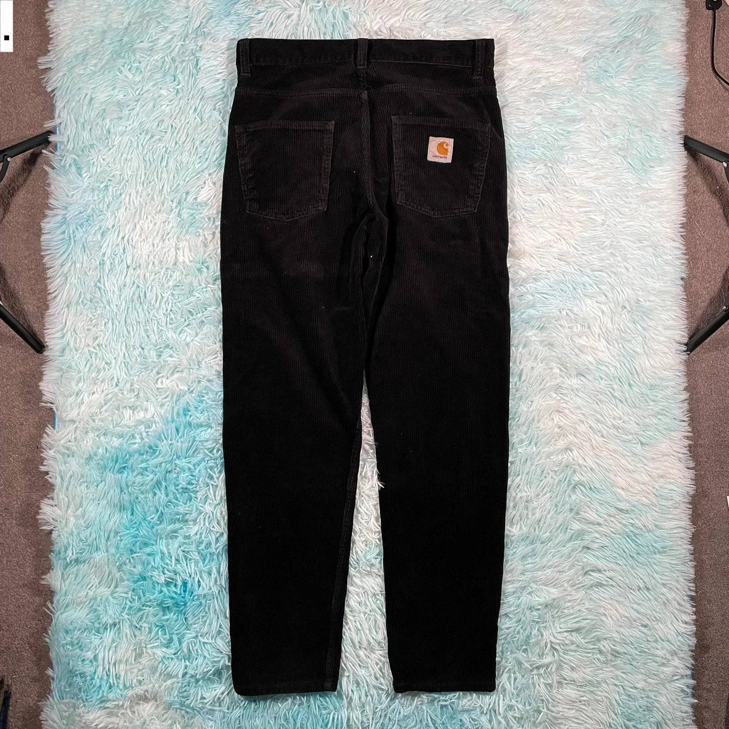 Black Carhartt Corduroy Trousers Newel Pant - 30W 32L