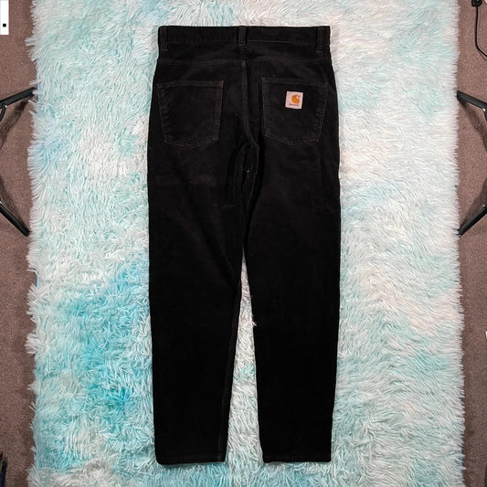 Black Carhartt Corduroy Trousers Newel Pant - 30W 32L