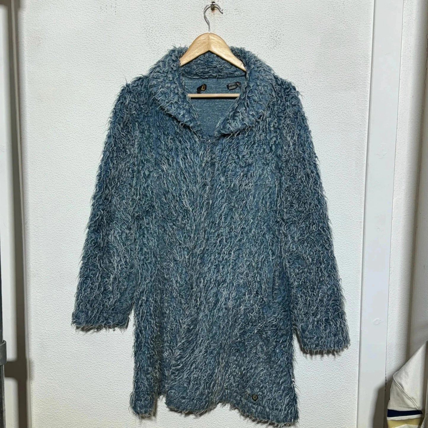 Vintage 00s Blue Fur Coat Jacket Chilli Pepper - UK12