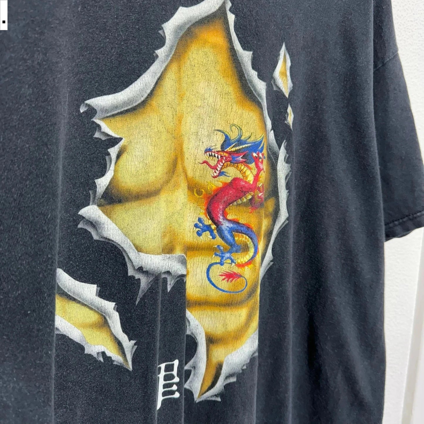 Vintage 90s Black Dragon Martial Arts T Shirt Graphic - XL