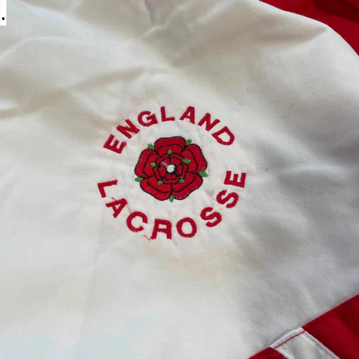 Vintage 90s Red & White England Lacrosse Track Jacket Patrick - Large