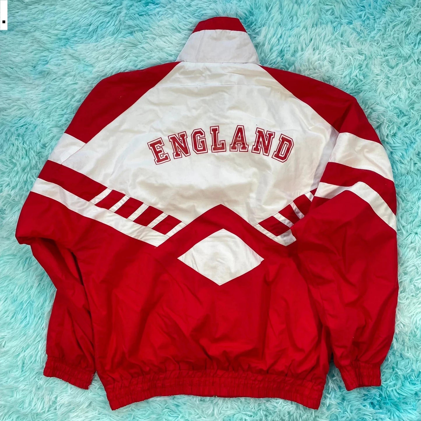 Vintage 90s Red & White England Lacrosse Track Jacket Patrick - Large