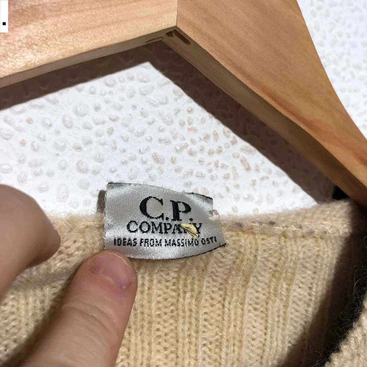Vintage 90s Cream CP Company 1/4 Zip Wool Jumper Mossimo Osti - Small