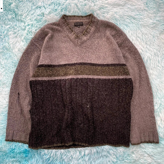 Vintage 90s Grey Chunky Knitted Jumper - Medium