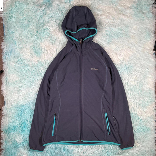 Grey Columbia Full Zip Hoodie Fleece - Womens Medium