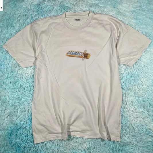 White Carhartt T Shirt Chocolate Bar Graphic - Large