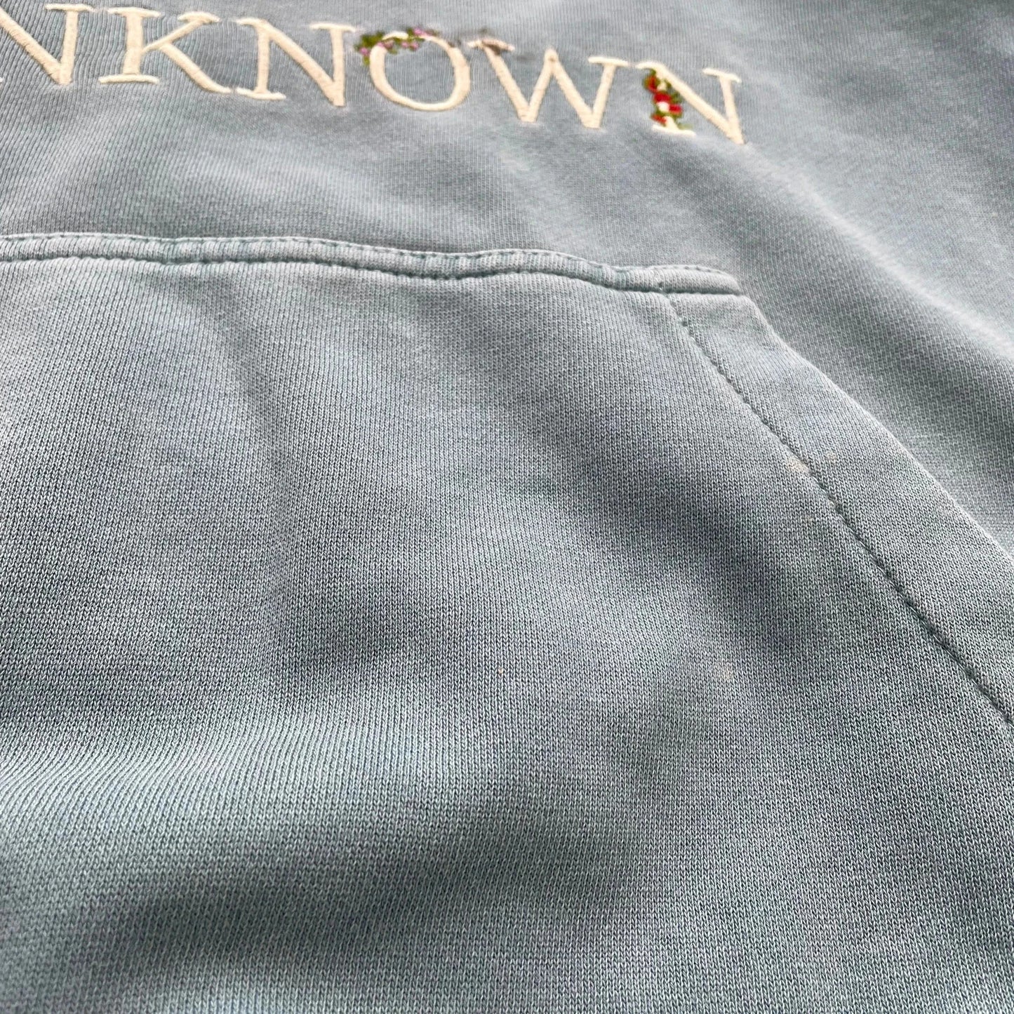 Blue Unknown Embroidered Hoodie Heavyweight - Large
