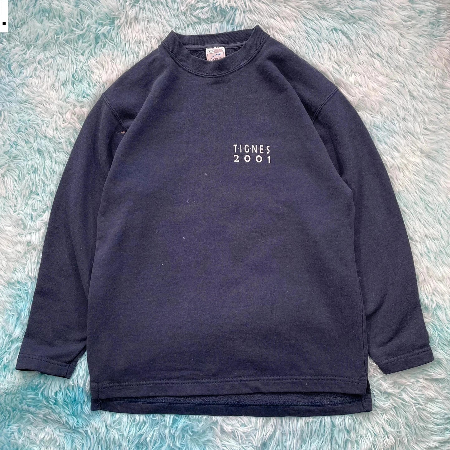 Vintage 2001 Navy Ski Graphic Sweatshirt - Large