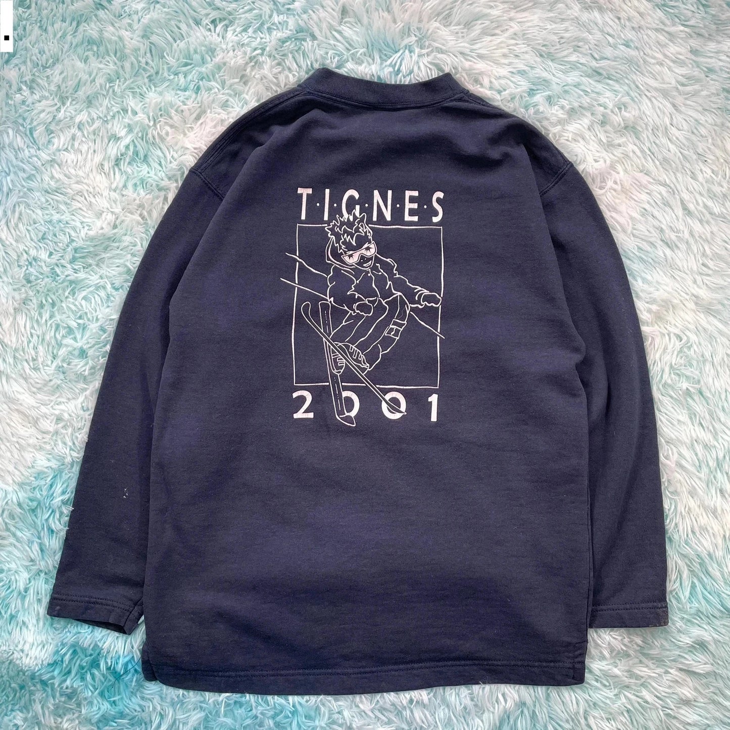 Vintage 2001 Navy Ski Graphic Sweatshirt - Large