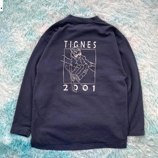 Vintage 2001 Navy Ski Graphic Sweatshirt - Large