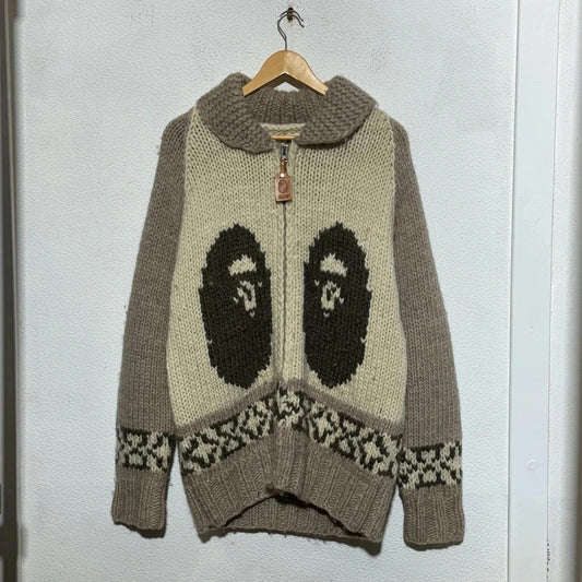 Cream & Beige BAPE Cowachan Knitted Jumper - Large