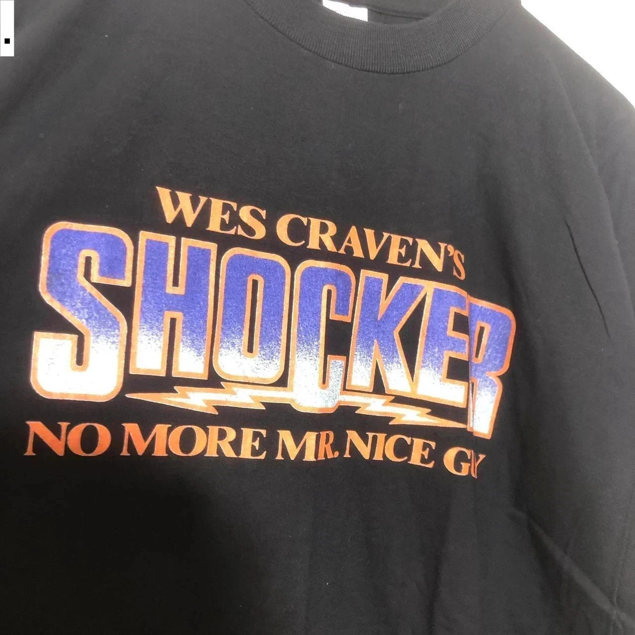 Vintage 90s black Wes Craven's Shocker movie promo t shirt