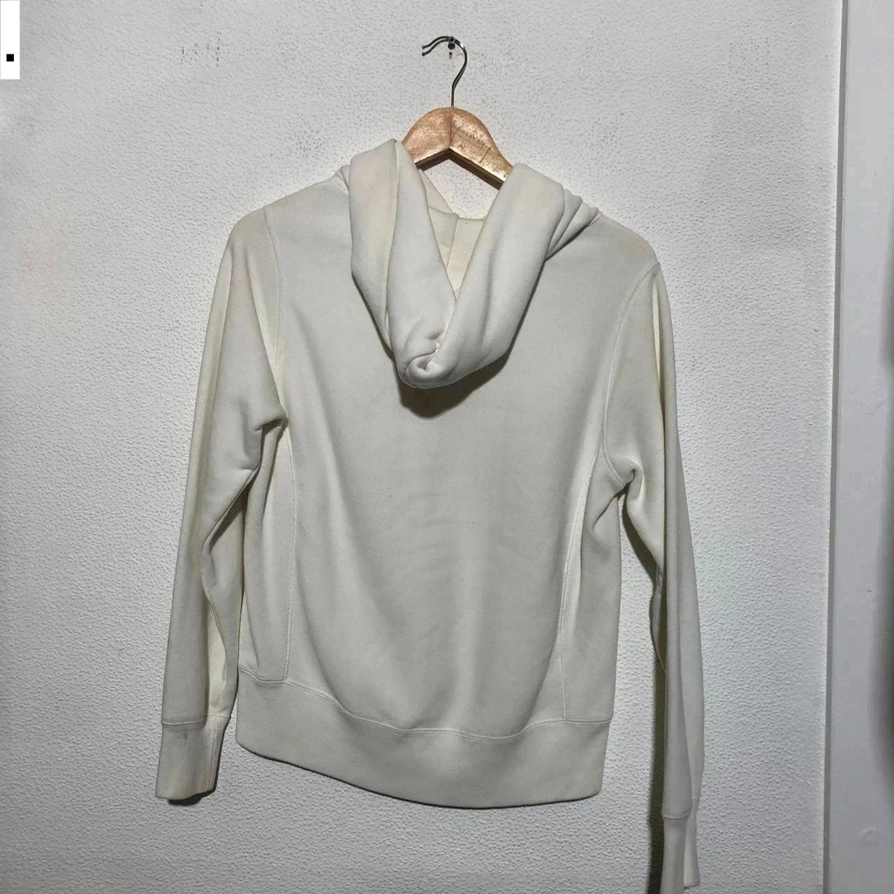 Vintage White Champion Hoodie Triple Spellout Reverse Weave - Small