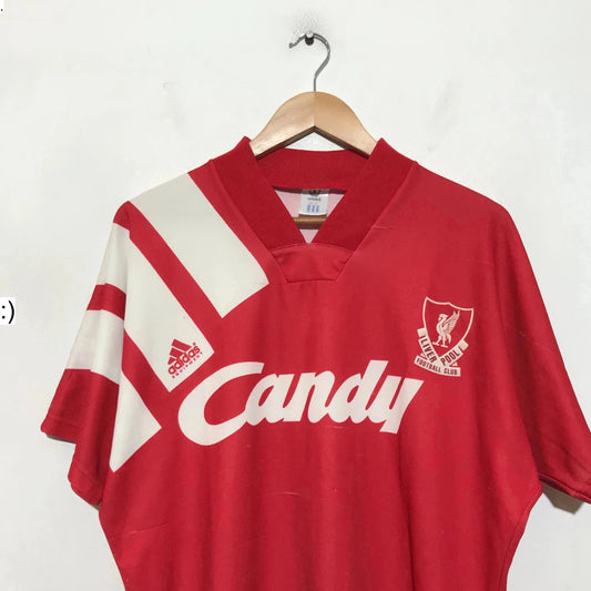 Vintage 1991-1992 Liverpool Shirt Adidas Candy Home Kit - Medium