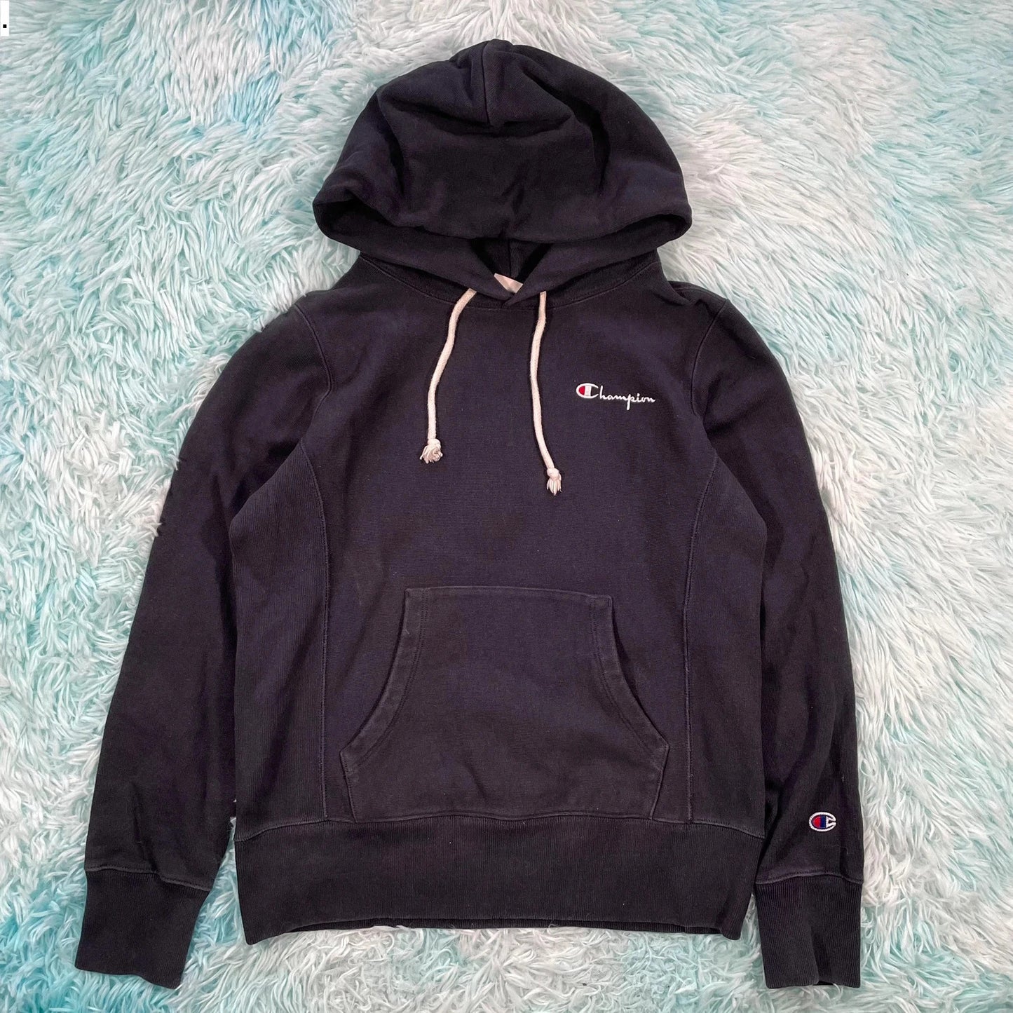 Black Champion Reverse Weave Hoodie - Medium