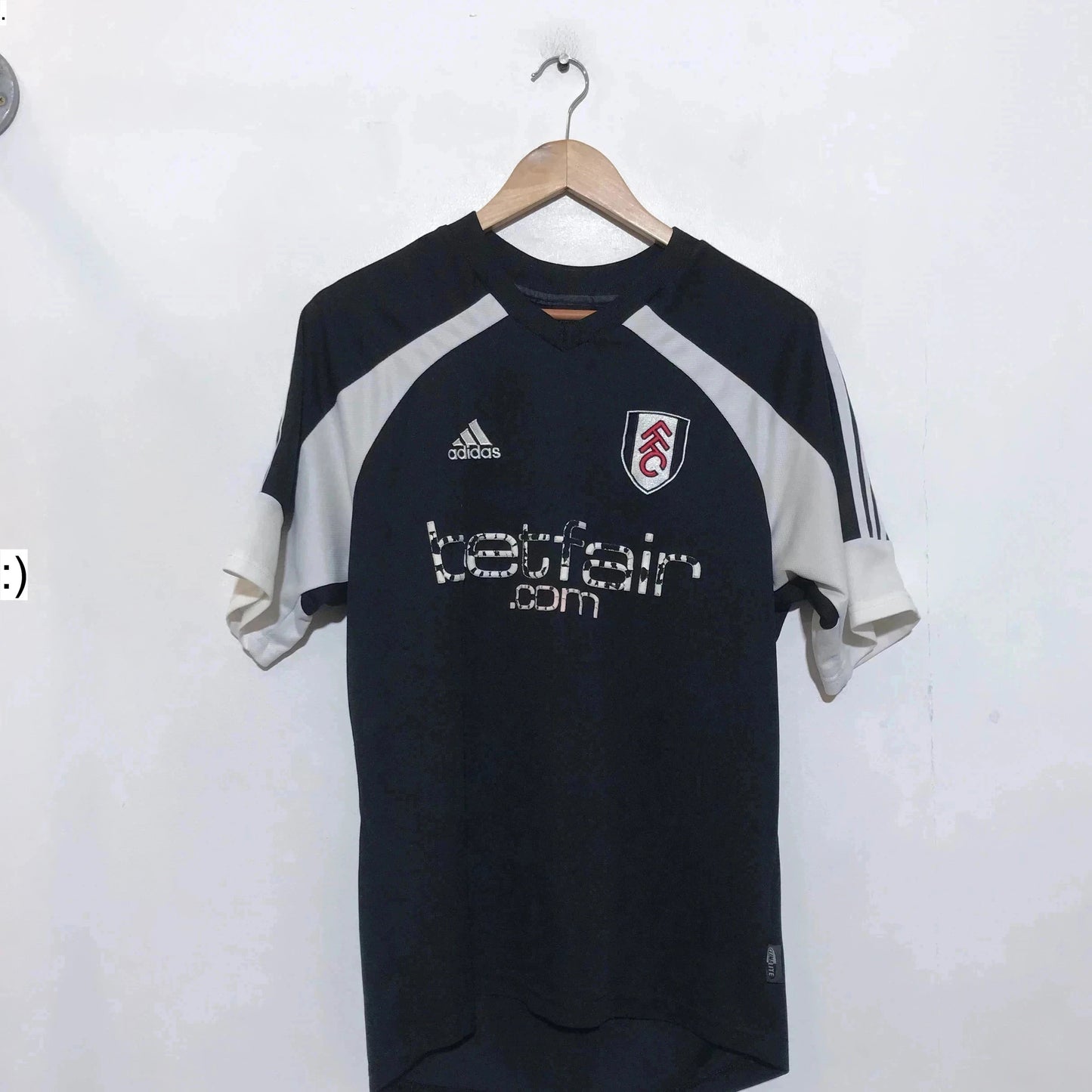 Vintage 2002-2003 Fulham Shirt Away Kit Adidas Black Betfair - Small