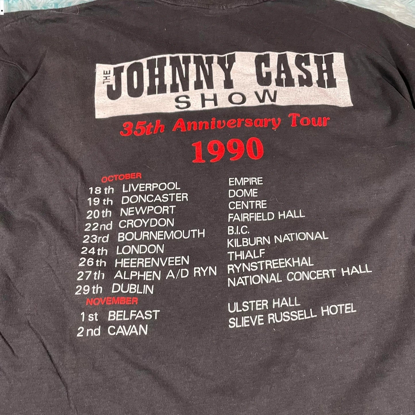 Vintage 1990 Johnny Cash T Shirt 35th Anniversay Tour - XL