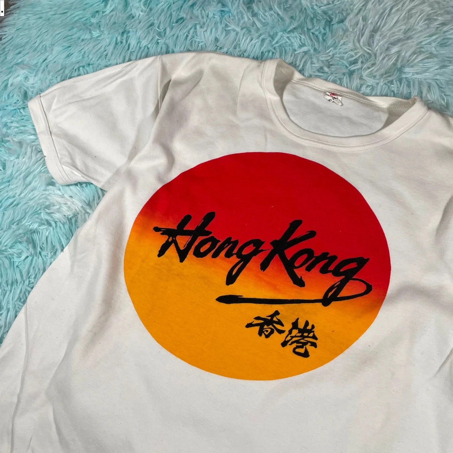 Vintage 80s White Hong Kong Graphic T Shirt - Large