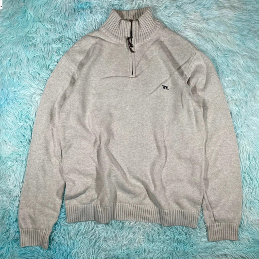 Vintage Grey Rodd & Gunn 1/4 Zip Knitted Jumper - Medium
