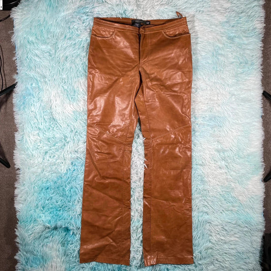 Vintage 00s Brown Gap Leather Trousers - Size 4