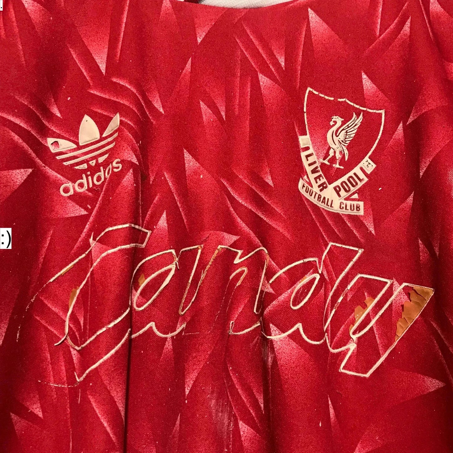 Vintage 1989-1991 Liverpool Shirt Home Kit Adidas Candy - Large