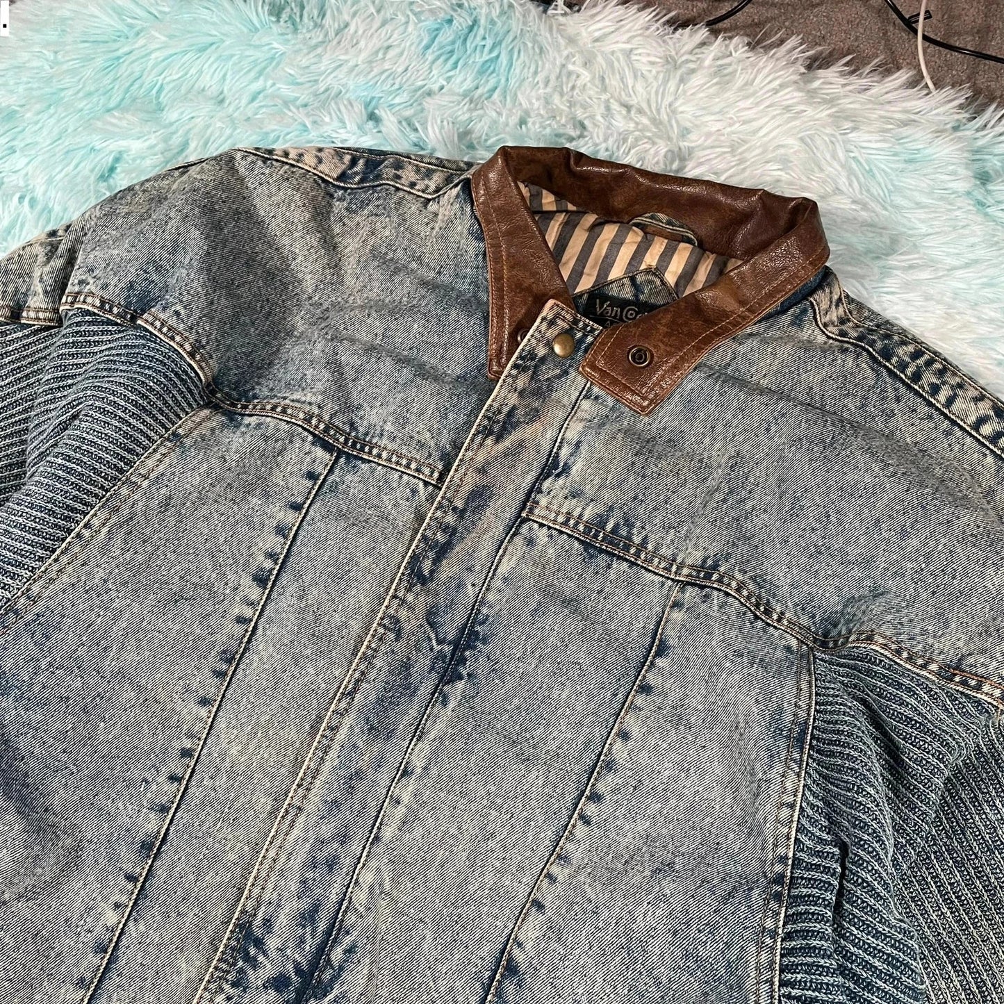 Vintage 80s Denim Bomber Jacket - XL