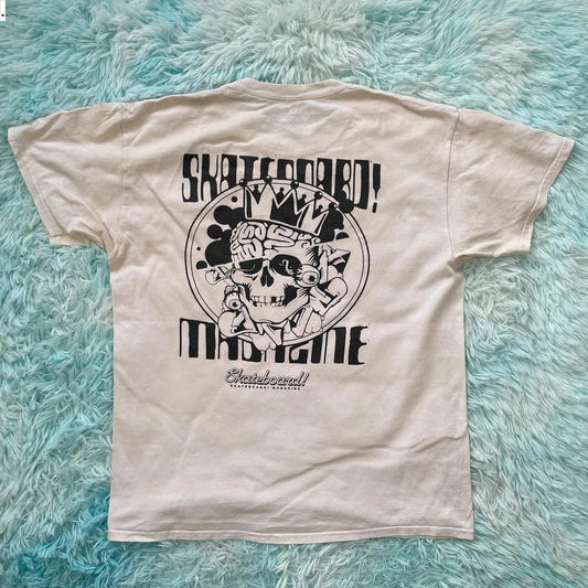 White Skateboard Magazine Print T Shirt - L