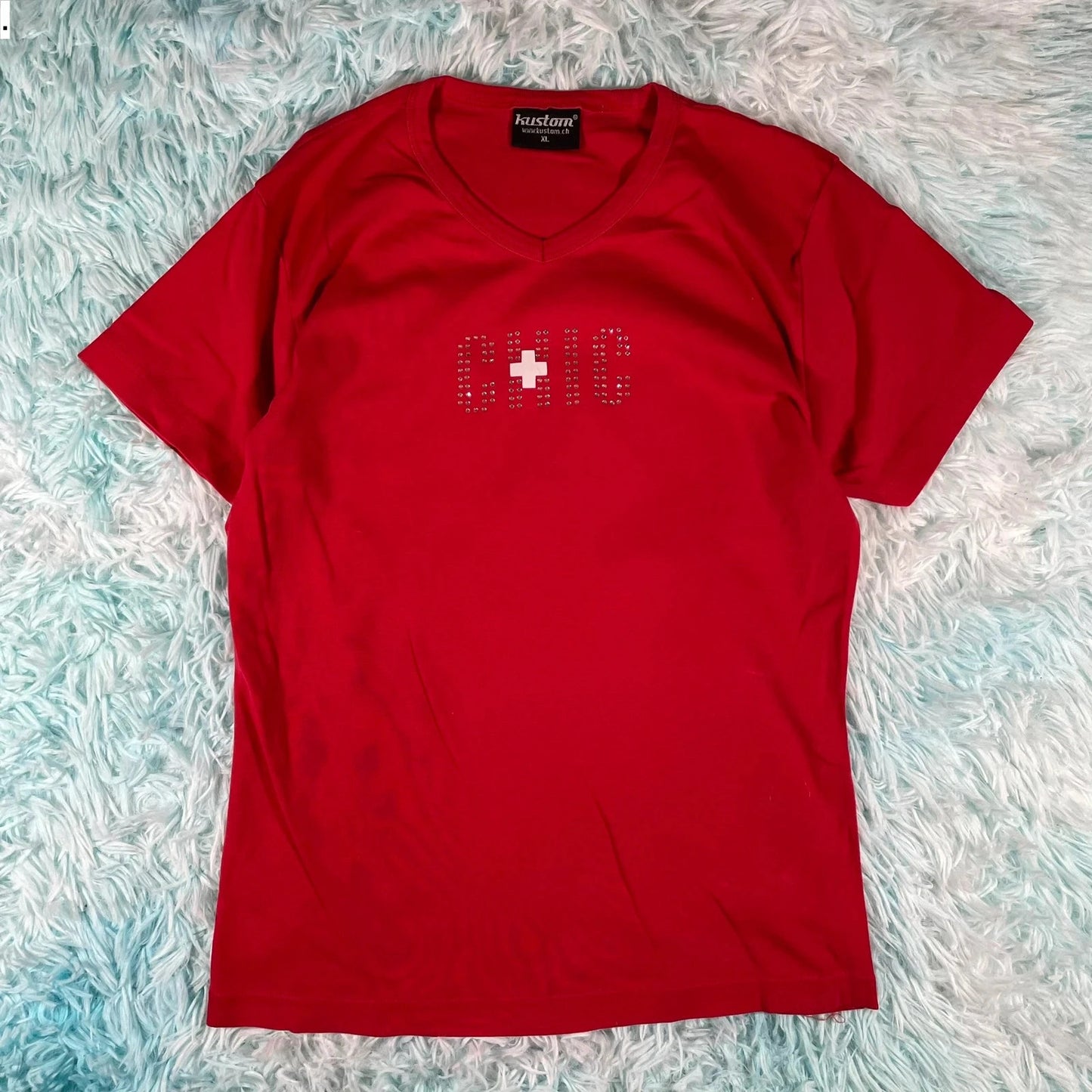Vintage Y2K Red Chic Swiss Baby Tee - XL