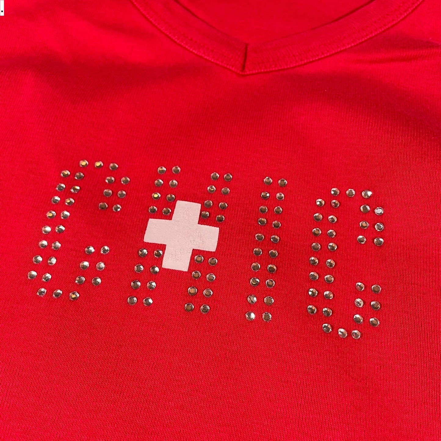 Vintage Y2K Red Chic Swiss Baby Tee - XL