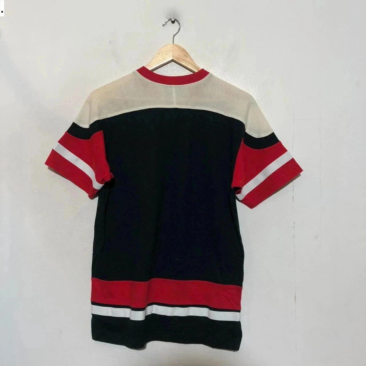 Vintage Black Champion V Neck T Shirt Spellout - XS