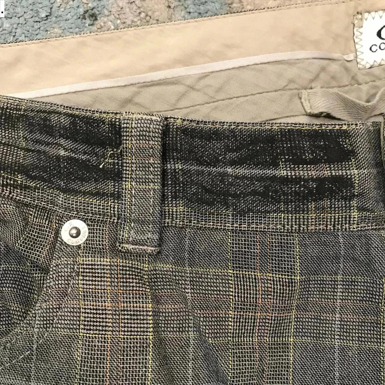 Vintage Khaki Checkered CP Company Trousers - 38W 32L