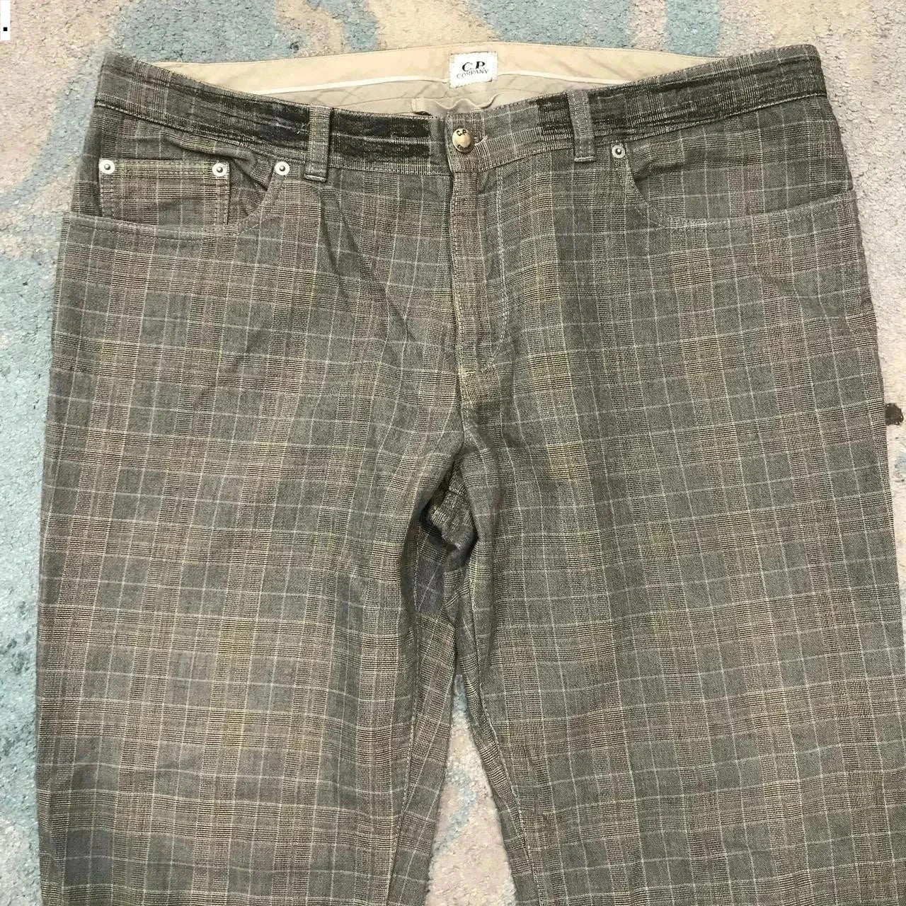 Vintage Khaki Checkered CP Company Trousers - 38W 32L