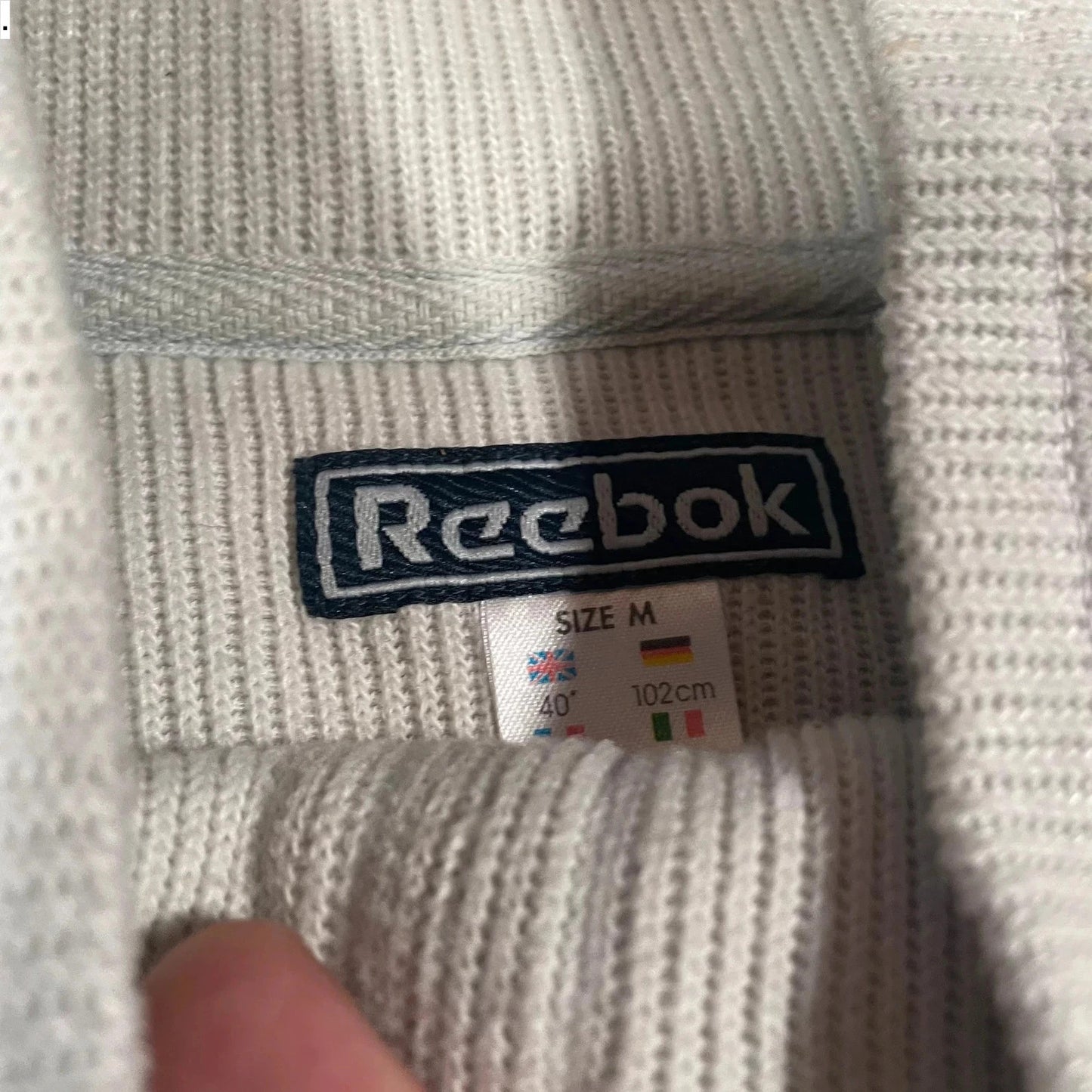 Vintage 00s Beige & Navy Reebok 1/4 Zip Sweatshirt - Medium