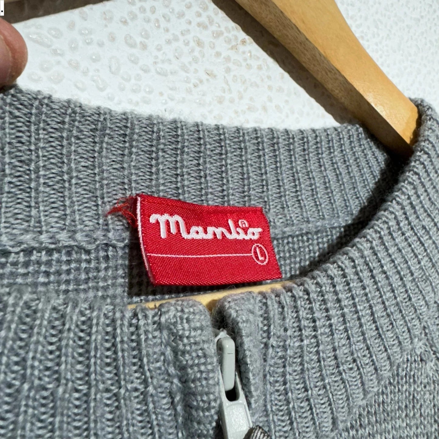 Vintage 00s Grey Mambo Knitted Jumper Full Zip - Large