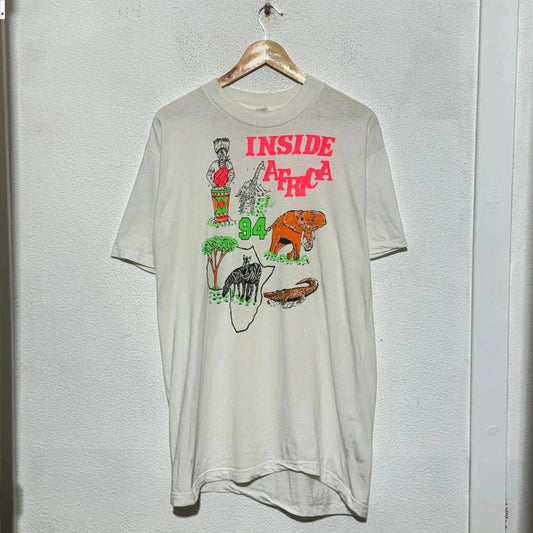 Vintage 1994 White Inside Africa Graphic T Shirt - Small