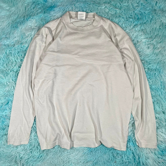 Vintage 90s White Screen Stars Blank T Shirt Long Sleeve - L