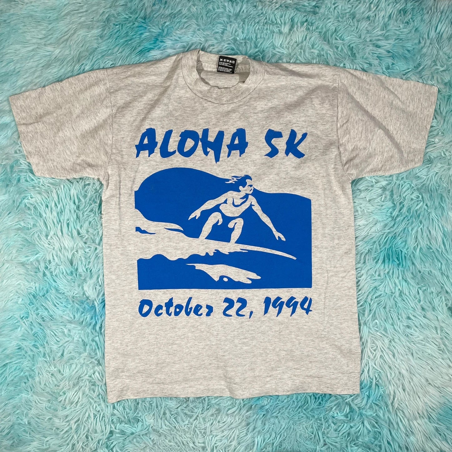 Vintage 80s Grey Aloha Surf Ski Graphic T Shirt - Medium