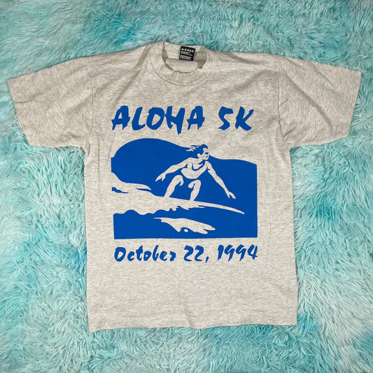 Vintage 80s Grey Aloha Surf Ski Graphic T Shirt - Medium