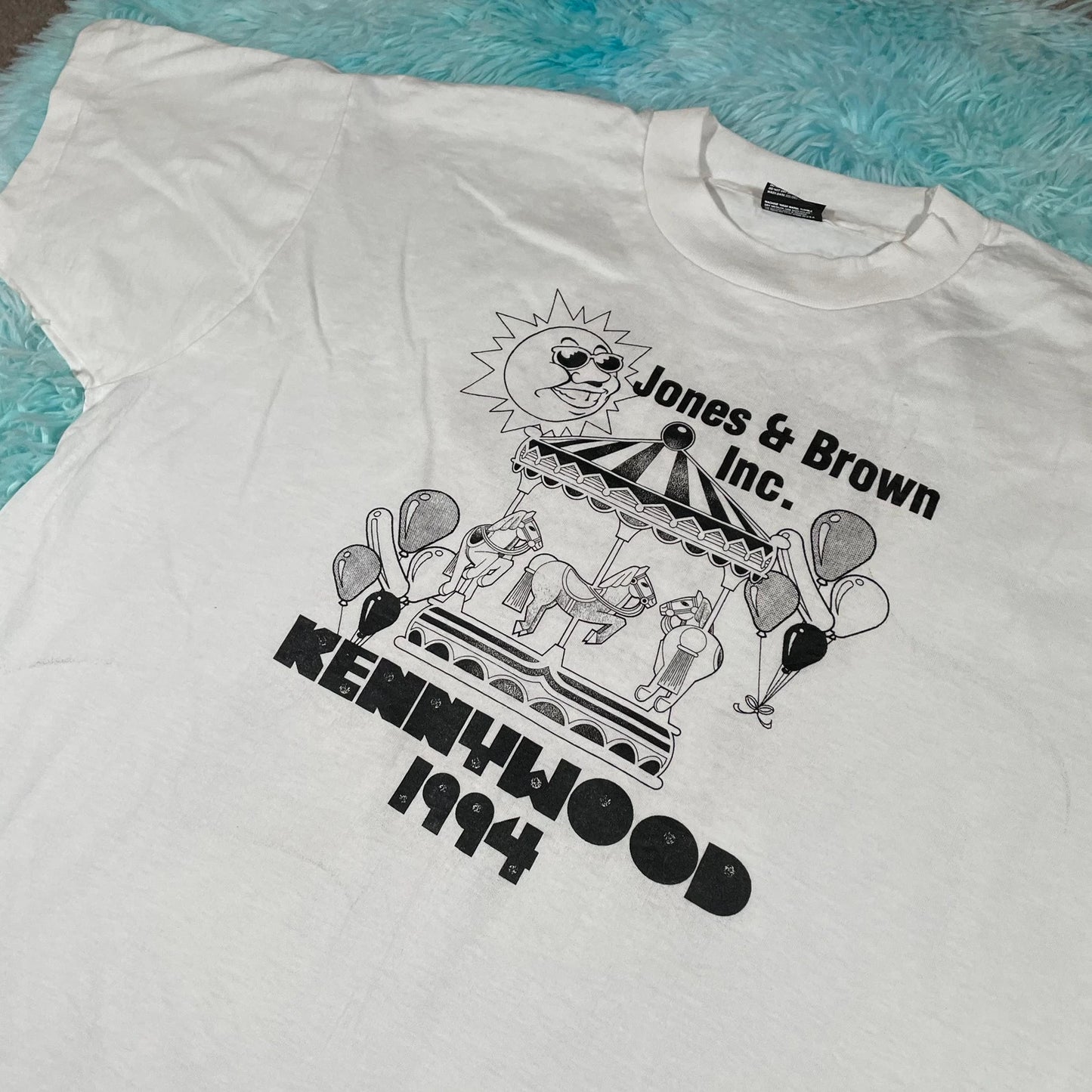 Vintage 90s White Carnival Graphic T Shirt - XL