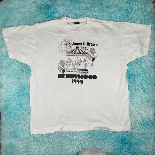 Vintage 90s White Carnival Graphic T Shirt - XL