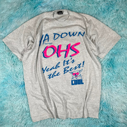 Vintage 90s Grey OHS Graphic T Shirt - XL