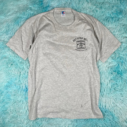Vintage 90s Grey Steel Mill Company Graphic T Shirt - L