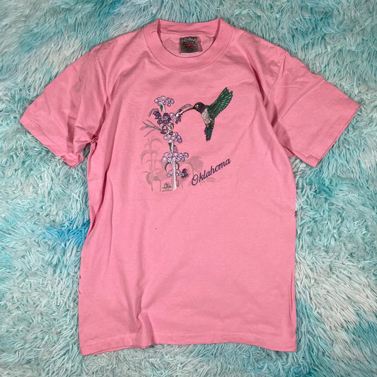 Vintage 90s Pink Oklahoma Bird Graphic T Shirt - Large