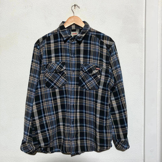 Navy Blue Dickies Plaid Flannel Shirt - Medium