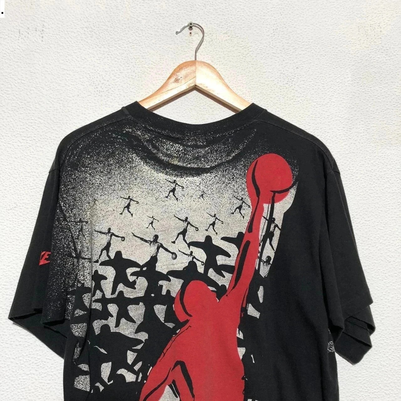 Vintage 80s Black Nike Jordan All Over Print T Shirt - Medium