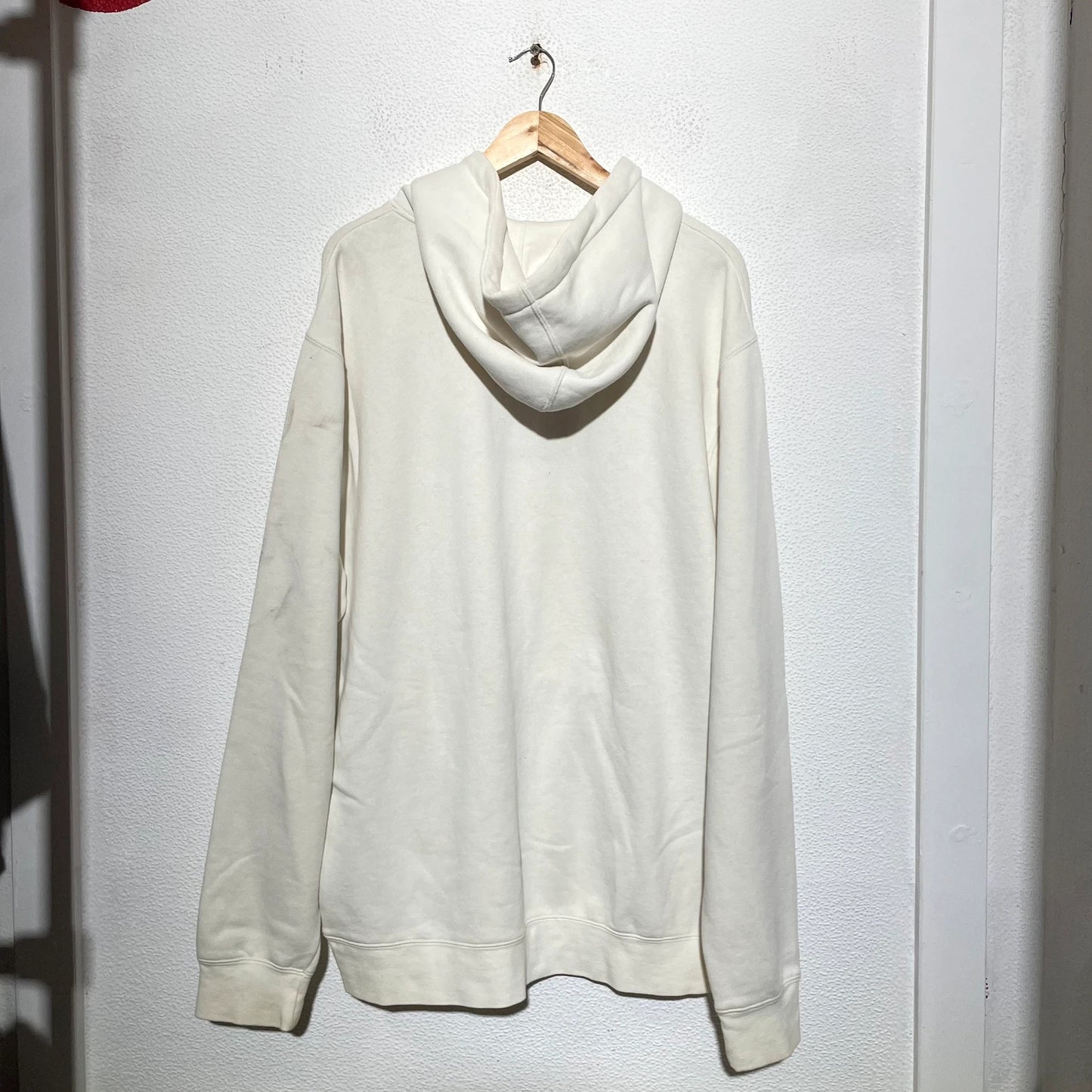 Cream White Stussy Hoodie Spellout - XL