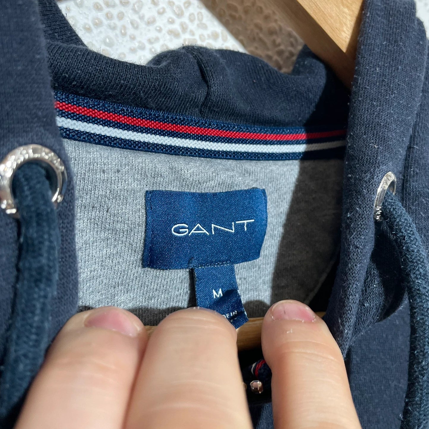 Navy Gant Full Zip Hoodie - Medium