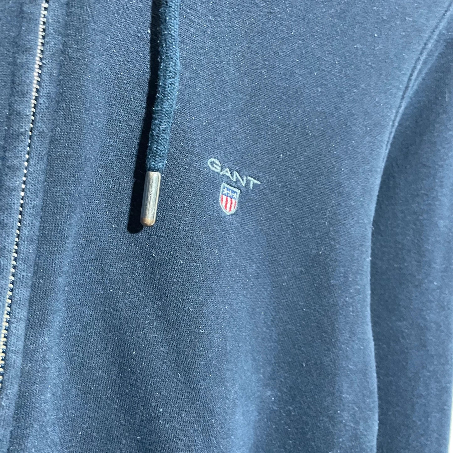 Navy Gant Full Zip Hoodie - Medium