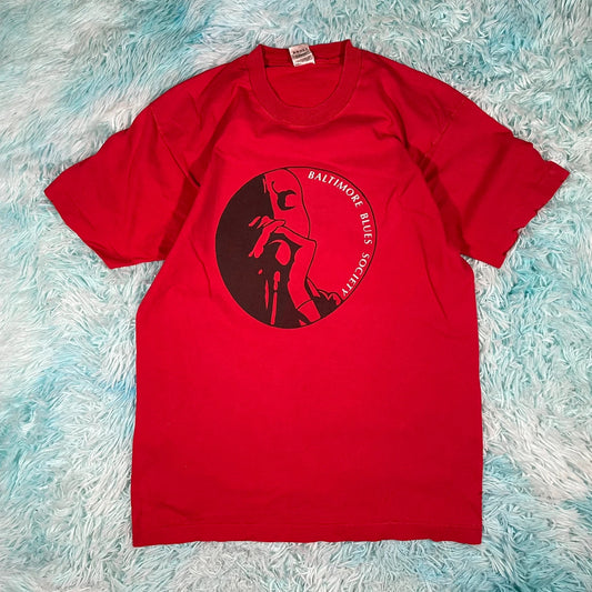 Vintage 90s Red Baltimore Blues Graphic T Shirt