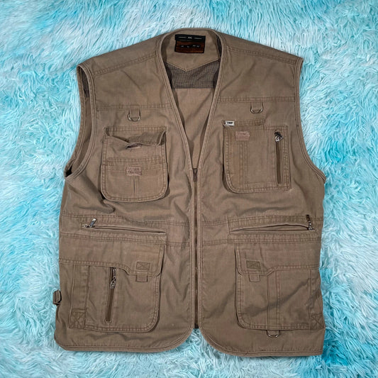 Vintage Khaki Fishing Utility Vest - XXL
